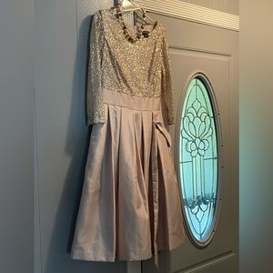 Formal Champagne pink cocktail/wedding guest dress